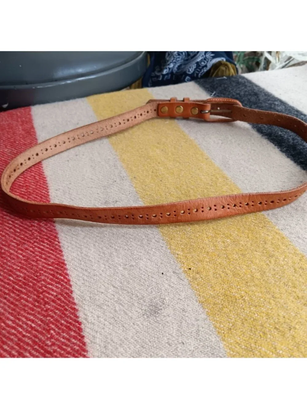 Medium Women's 1980's Vintage Boho Belt Brown Leather Skinny